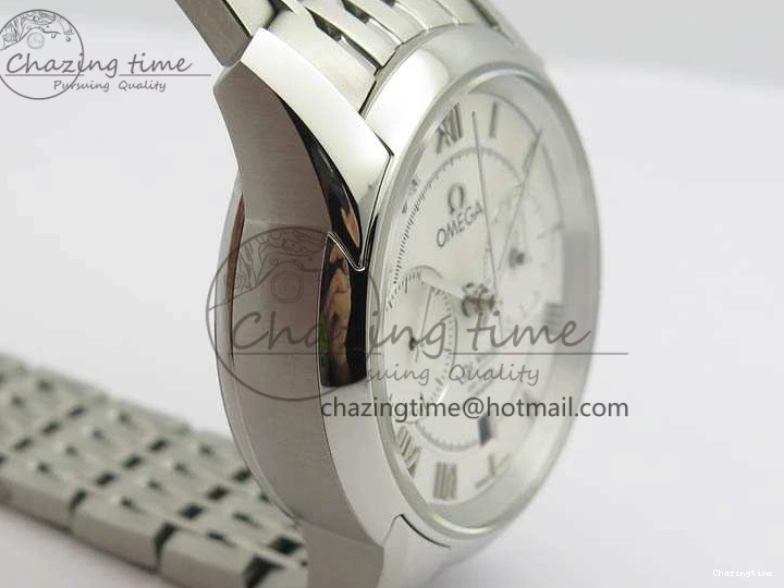 0403 HighQuality De Ville Chronograph SS OMF 1:1 Best Edition White Dial On SS Bracelet A 8151